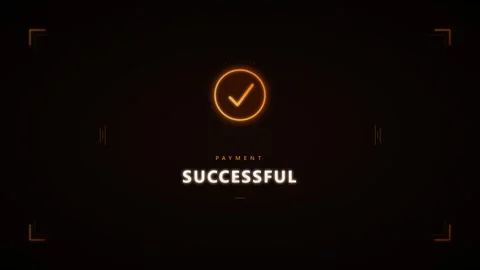 Payment successful digital hud interface animation with glowing checkmark t.. Video stock 337555094
