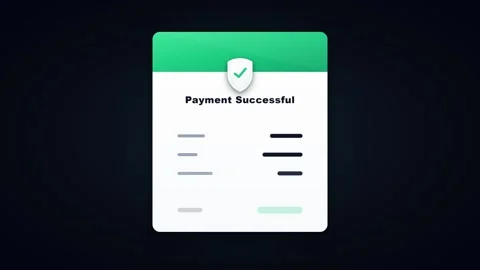 Payment successful notification animation with green checkmark shield for u.. Stock Footage 337564117