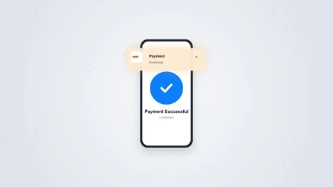 Payment successful notification on smartphone screen animation mobile payme.. Stock Footage 346243769