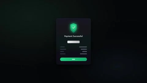 Payment successful notification ui animation with secure shield for fintech.. Stock Footage 337564130