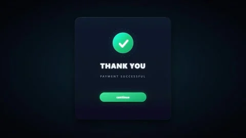 Payment successful ui animation: thank you confirmation screen for e-commer.. Stock Footage 337554625