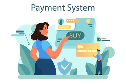 Payment system concept. Website payment system by credit card. Stock Illustration