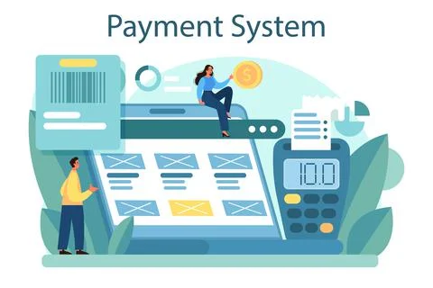 Payment system concept. Website payment system by credit card. Stock Illustration
