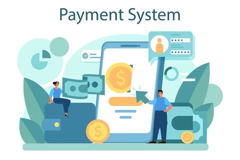 Payment system concept. Website payment system by credit card. 스톡 일러스트