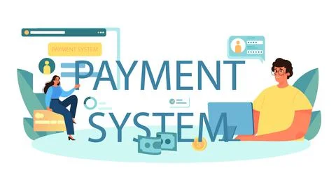 Payment system typographic header. Website payment system Stock Illustration