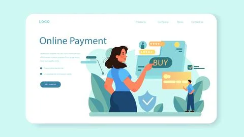 Payment system web banner or landing page. Website payment system Stock Illustration