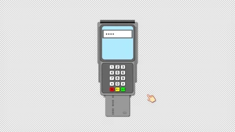 Payment terminal. Card payment. Animation on a transparent background. Stock Footage 158296468