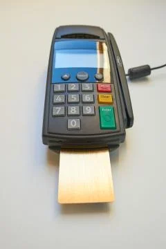 Payment terminal with card Stock-Fotos