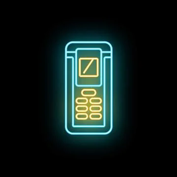 Payment terminal device neon glowing outline icon Stock Illustration