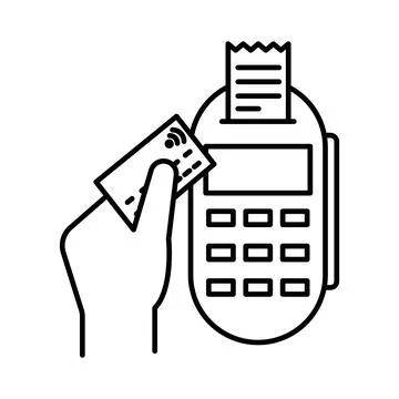 Payment terminal icon linear logo mark in black and white Stock Illustration