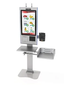 Payment terminal kiosk isolated on white background. 3D illustration Stock Illustration
