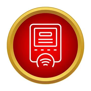 Payment terminal machine with wireless signal icon Stock Illustration