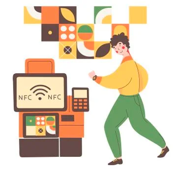 Payment terminal nfc, vector illustration design. Safe payment. Stock Illustration