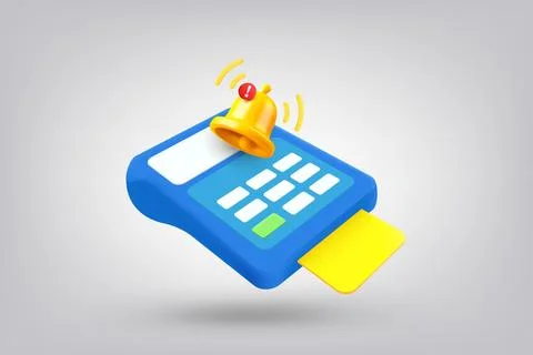 Payment terminal with notification bell. 3d vector illustration Stock-Illustration