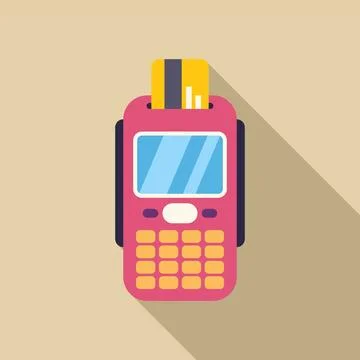 Payment terminal processing credit card transaction icon Stock Illustration