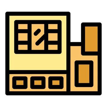 Payment terminal processing credit card showing percentage sign and buttons Stock Illustration