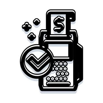 Payment terminal processing successful financial transaction icon Illustrazione stock