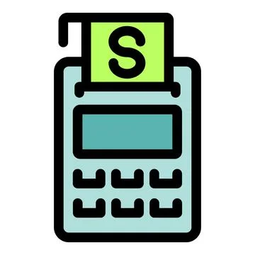 Payment terminal processing transaction with dollar sign, pos terminal for .. Illustrazione stock