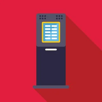 Payment terminal processing transaction on red background Stockillustratie