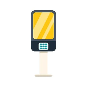 Payment terminal standing on pole showing empty screen Stock Illustration