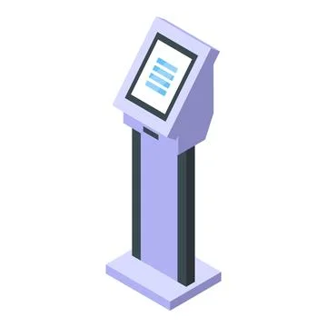 Payment terminal standing showing blank digital display screen Stock Illustration