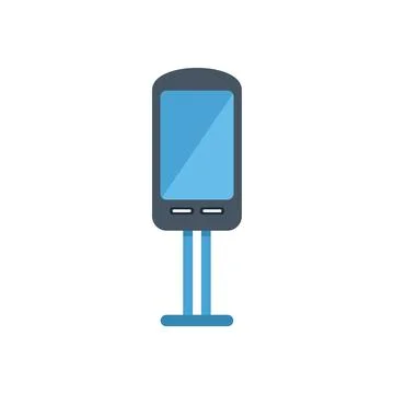 Payment terminal standing on two legs showing blue screen Stock Illustration