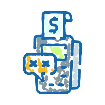 Payment terminal system error with receipt document Stockillustratie