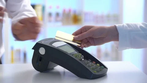 Payment in a trade with nfc system and contactless card Stock Footage 73238441