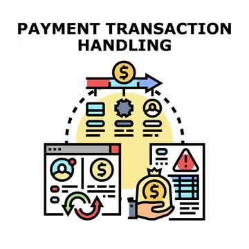 Payment transaction handling process flat concept illustration Stock Illustration
