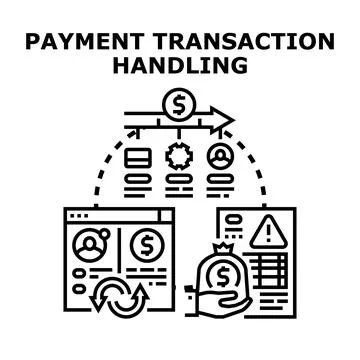 Payment transaction handling process flat concept illustration Stock Illustration