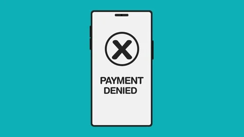 Payment transactions failed. Online payment denied on smartphone screen. Decline Stock Footage 314507203