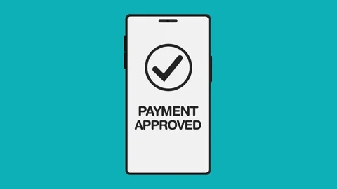Payment transactions. Online payment approved on smartphone screen transparent b Stock Footage 314508480