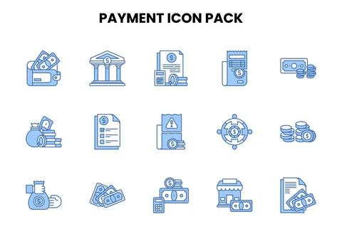 Payment Two Colour UI Icons Pack Stock Illustration