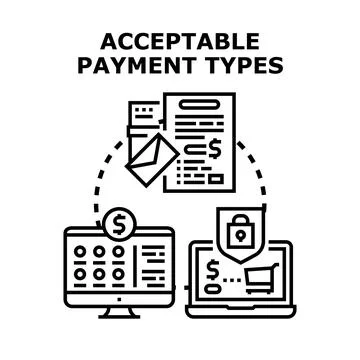 Payment types concept representing financial transaction methods Illustrazione stock