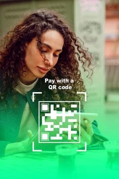 Payment using a QR code at a cafe during the daytime Stock Photos