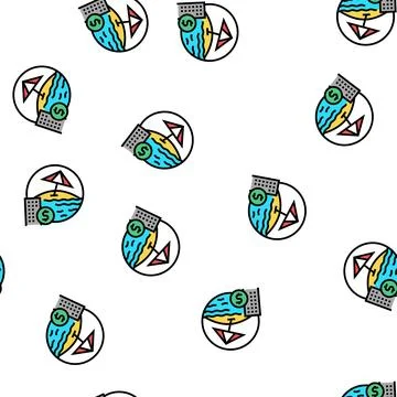 Payment for vacation voucher vector seamless pattern Stock Illustration