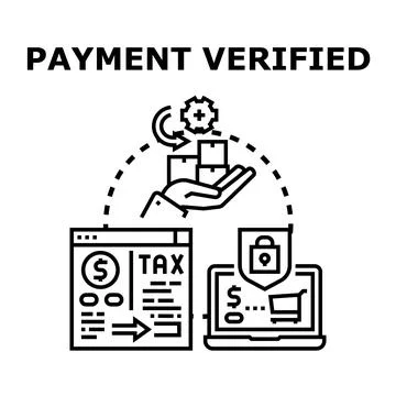Payment verified concept with secure online transaction 库存插图