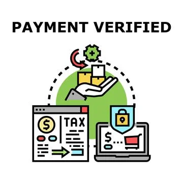 Payment verified concept with secure online transaction Stock Illustration