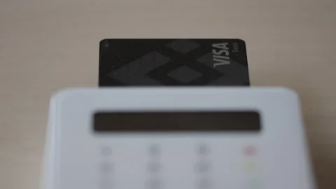 Payment with Visa debit and pos. Shop purchase concept Stock Footage 164779347