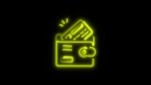 Payment Wallet Outline Icon in HD Video Neon Animation  Finance and Technol Stockbeeldmateriaal 304374432