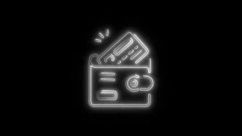 Payment Wallet Outline Icon in HD Video Neon Animation  Finance and Technol Stock-Footage 304374438