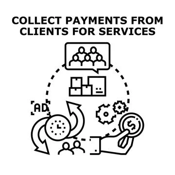 Payments collection process from clients for ordered services Stock Illustration