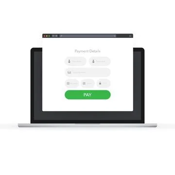 Payments form laptop. Computer screen. Laptop screen. Business concept. E-pay Stock Illustration