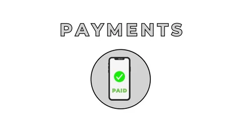 Payments Iconic Reveal With Bold Payments Text - Animation Stock Footage 287113807