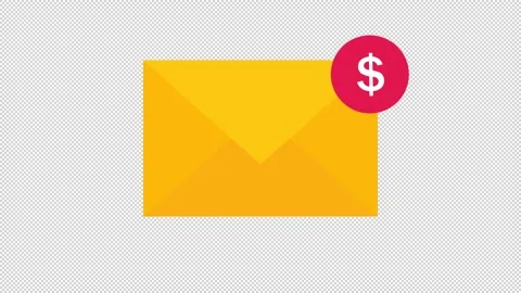 Payments received us dollar digital email notification on transparent background Stock Footage 266483160