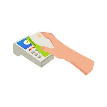 Payments using credit card with NFC connection flat vector illustration isolated Stock Illustration