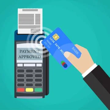 Payments using terminal and debit credit card Stock Illustration