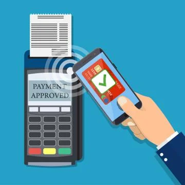 Payments using terminal and smartphone Illustrazione stock