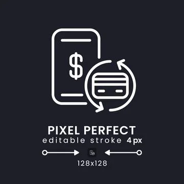 Payments white linear desktop icon on black イラスト素材