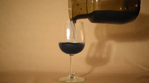Payne's grey colored liquid in vine glass Stock Footage 227518378